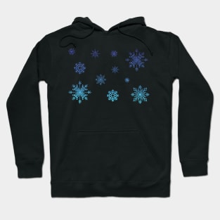 Blue Ombre Faux Glitter Snowflakes Hoodie